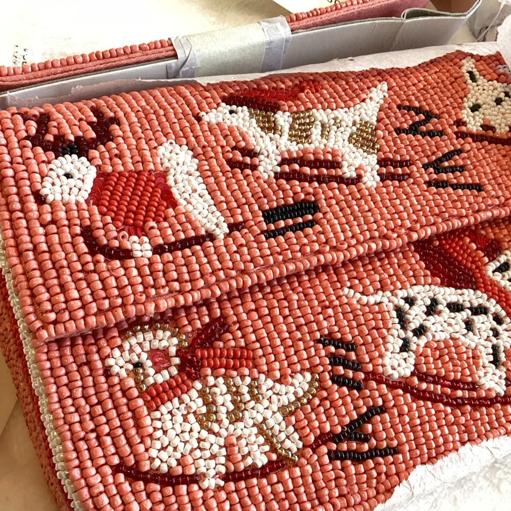 🐾Anthropologie Fiona Beaded Purse Animal Edition Bag New Dog Winter Snow Ski - Picture 6 of 10